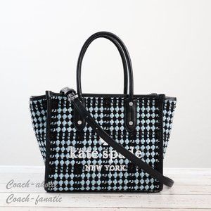 NWT Kate Spade Ella Small Tote Crossbody in Tweed Fabric Blue Multi